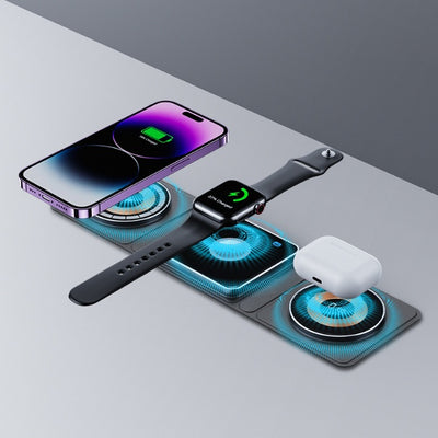 Folding Wireless Fast Charger Station For IPhone, IWatch And Airpods