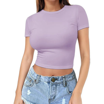 Womens Midriff-baring T-Shirt, Sassy Summer Pullover Top