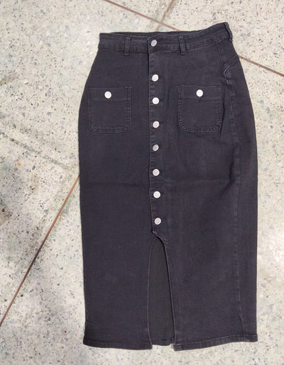 Single-breasted Denim Skirt For Women