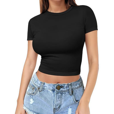 Womens Midriff-baring T-Shirt, Sassy Summer Pullover Top