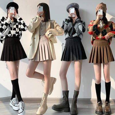 High-waisted, Slimming Preppy A-line Skirt For Women