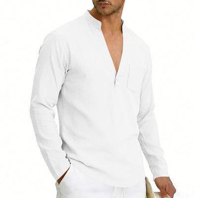 SpringAutumn Loose Linen Men's Casual Breathable Long-Sleeve