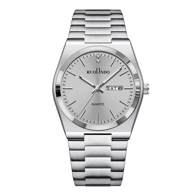 Ultra-thin Butterfly-clasp Steel-band Quartz Mens Watch