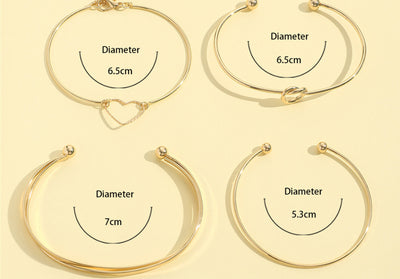 Vintage Gold Crystal Heart, Knot, Love Bangle Bracelets For Women