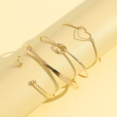 Vintage Gold Crystal Heart, Knot, Love Bangle Bracelets For Women