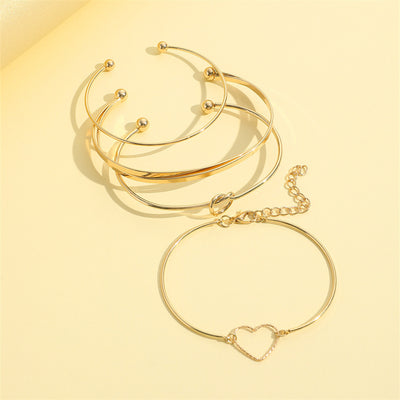 Vintage Gold Crystal Heart, Knot, Love Bangle Bracelets For Women