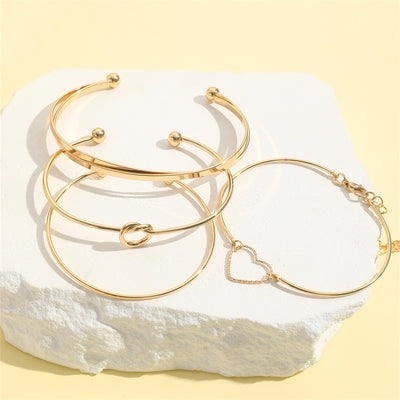 Vintage Gold Crystal Heart, Knot, Love Bangle Bracelets For Women