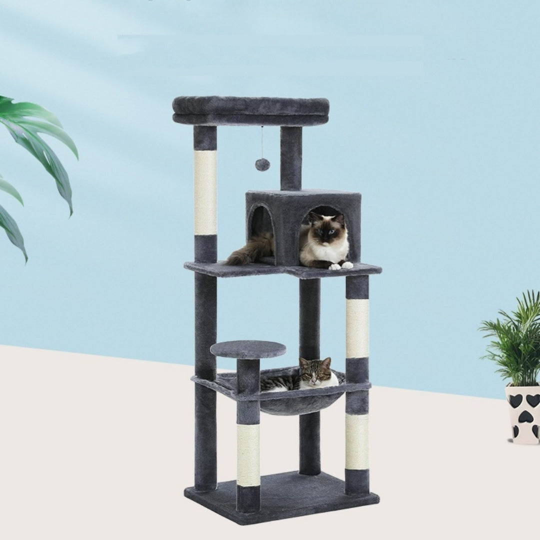 Cat Climbing Nest With Integrated Non-covered Plus-sized Cat Hammock-Stable And Durable