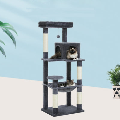 Cat Climbing Nest With Integrated Non-covered Plus-sized Cat Hammock-Stable And Durable