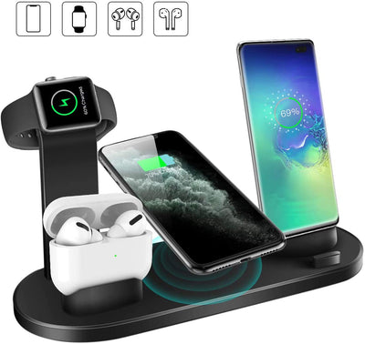 Wireless 4 In 1 Charging Station For two Apple iPhones, iWatch, and Air pods