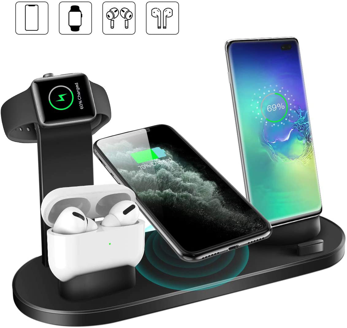 Wireless 4 In 1 Charging Station For two Apple iPhones, iWatch, and Air pods