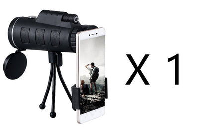 Monocular Zoom Telescope with Tripod and Compass Phone Clip. Compatible with Apple