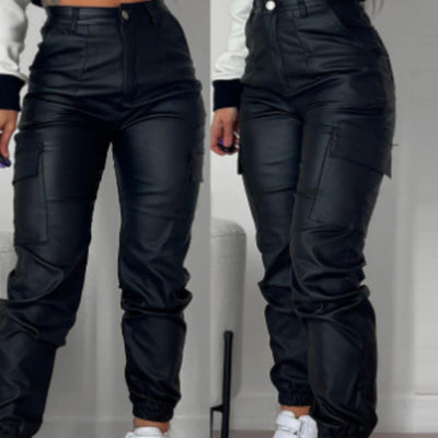 Women's Fashionable Sexy PU Casual Pants