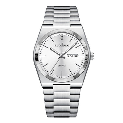 Ultra-thin Butterfly-clasp Steel-band Quartz Mens Watch