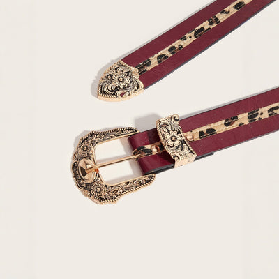 Punk-style Womens Carved-buckle Leather Belt