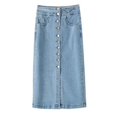 Single-breasted Denim Skirt For Women