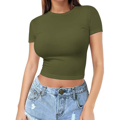 Womens Midriff-baring T-Shirt, Sassy Summer Pullover Top