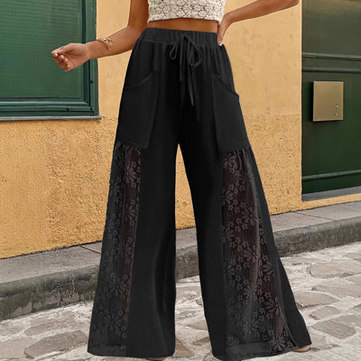 Women's Casual Pants Designer-Look Lace-Patchwork Trousers