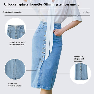 Single-breasted Denim Skirt For Women