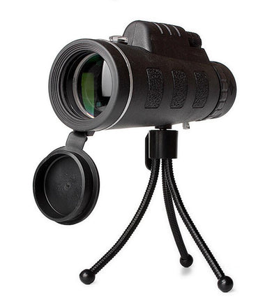 Monocular Zoom Telescope with Tripod and Compass Phone Clip. Compatible with Apple
