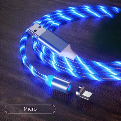 Magnetic Streamer Fast Charging Cable.  Lighting Micro USB Cable Magnet Charger to Type-C Cable.