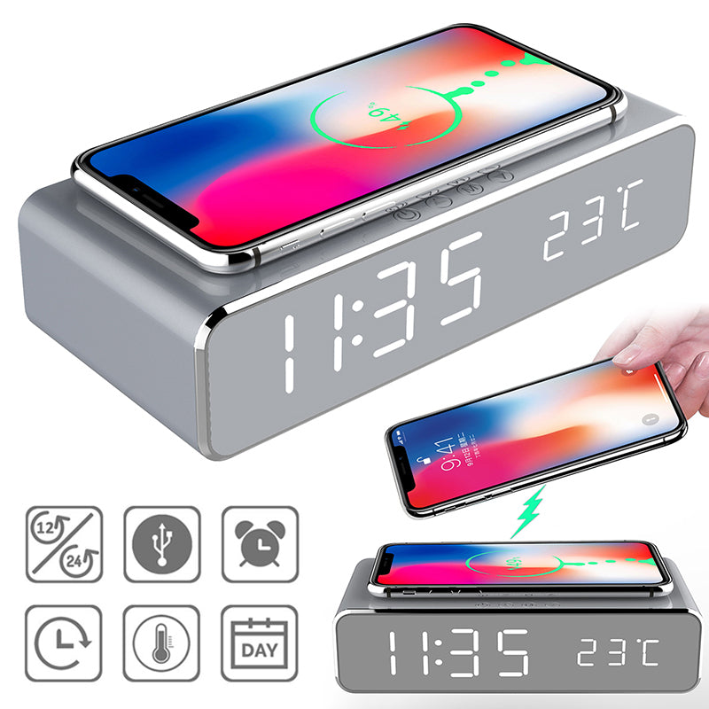 Digital Alarm Clock With Wireless Charger, MS Series