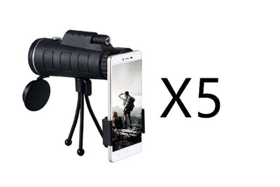 Monocular Zoom Telescope with Tripod and Compass Phone Clip. Compatible with Apple