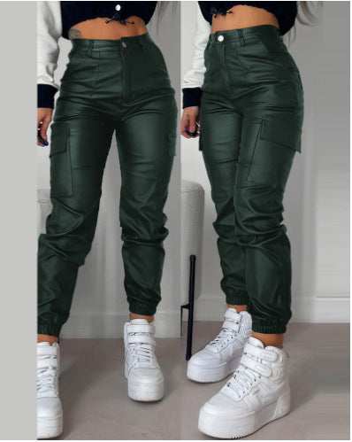 Women's Fashionable Sexy PU Casual Pants