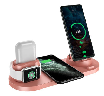 Wireless  Fast Charger For iPhone, Watch and Air Pods, 6 In 1 Charging Dock Station