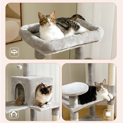 Cat Climbing Nest With Integrated Non-covered Plus-sized Cat Hammock-Stable And Durable
