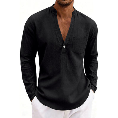 SpringAutumn Loose Linen Men's Casual Breathable Long-Sleeve