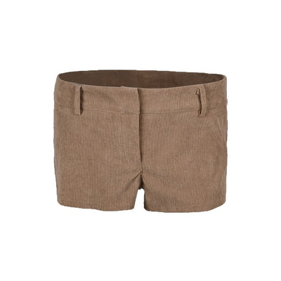 Low-rise Dress Pants Brown Corduroy Shorts