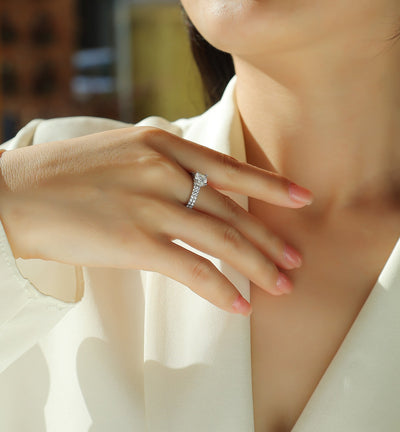 Luxury Fashion Set Moissanite Silver Rings