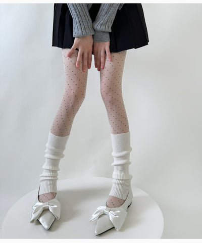 Spring And Autumn Sexy Lingge Summer Thin Color Dot Contrast Jacquard Silk Socks-Grey Pink Dot Base Socks