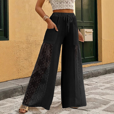 Women's Casual Pants Designer-Look Lace-Patchwork Trousers