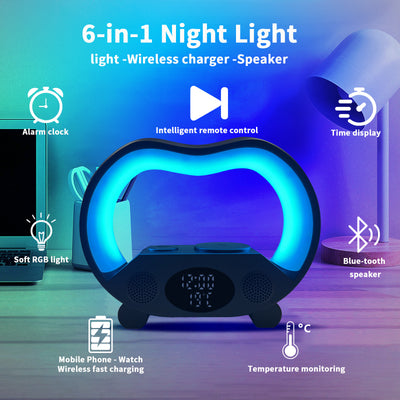 New 6 In 1 Smart Remote Control Bluetooth-compatible LED Table Lamp/Alarm Clock