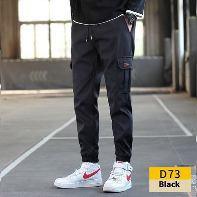 Men's Loose All-match Multi-pocket Wear-resistant Solid Color Ankle Banded Working Pants