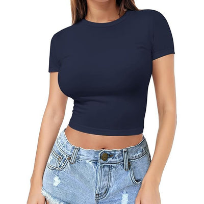 Womens Midriff-baring T-Shirt, Sassy Summer Pullover Top