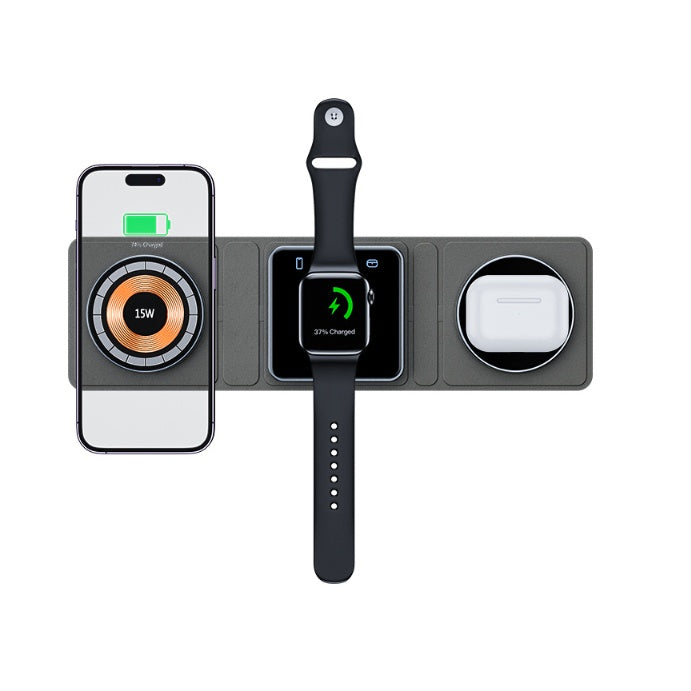 Folding Wireless Fast Charger Station For IPhone, IWatch And Airpods