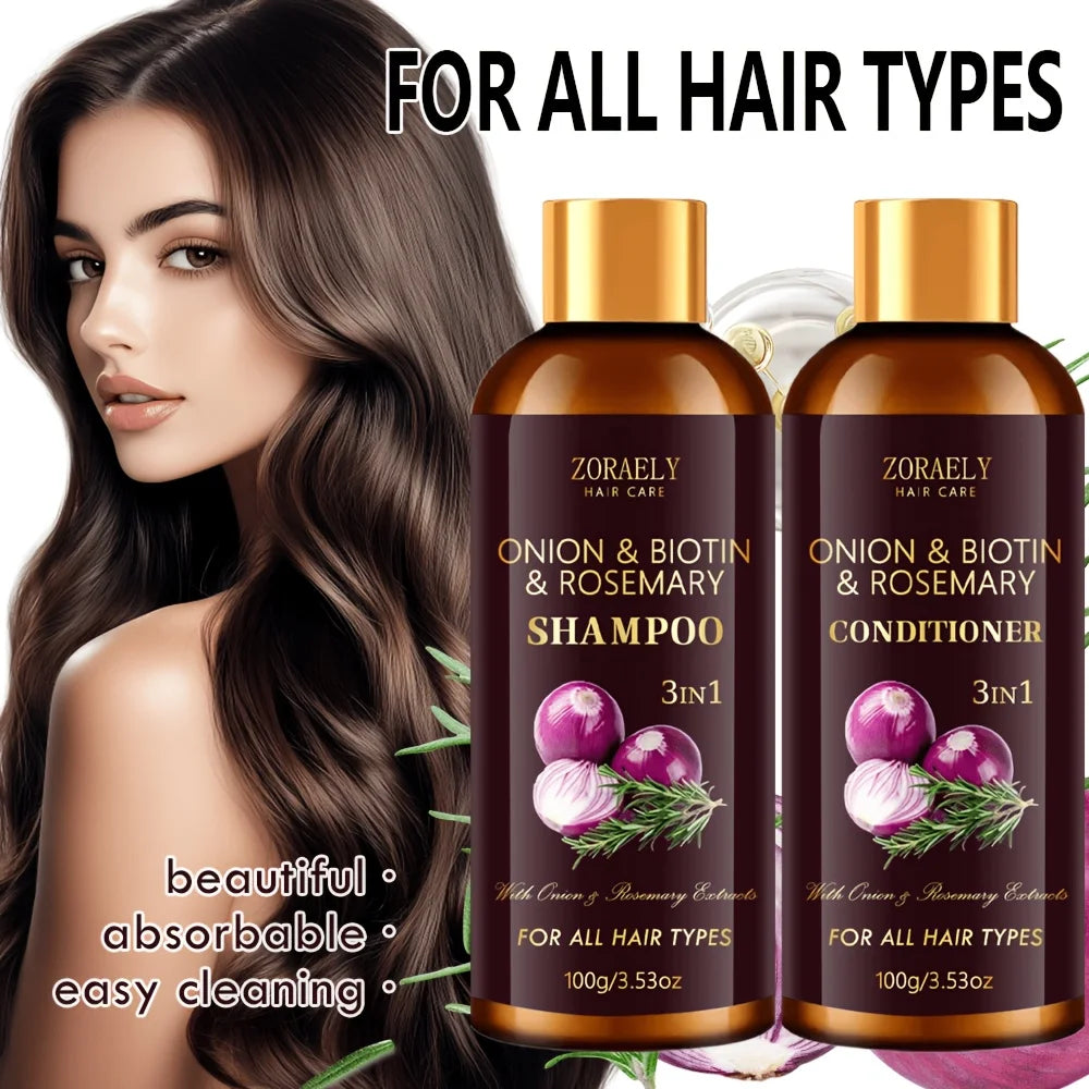 ZORAELY 3in1 Shampoo and Conditioner Set. Rich lather that rinses easily,strengthens hair, repairs dry and damaged hair.200g