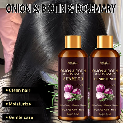 ZORAELY 3in1 Shampoo and Conditioner Set. Rich lather that rinses easily,strengthens hair, repairs dry and damaged hair.200g