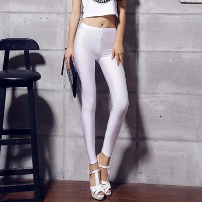 Women Shiny Pant Leggings Hot Selling Leggings Solid Color Casual Trousers Fluorescent Spandex high Elasticit Shinny Legging