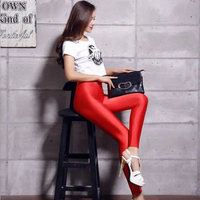 Women Shiny Pant Leggings Hot Selling Leggings Solid Color Casual Trousers Fluorescent Spandex high Elasticit Shinny Legging