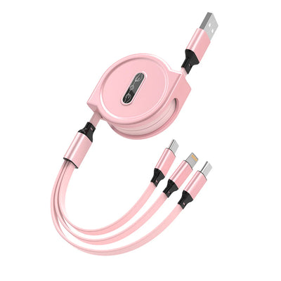 3 In 1 Retractable USB Cable Data Cord For iPhone-Multi Port Charging Adapter