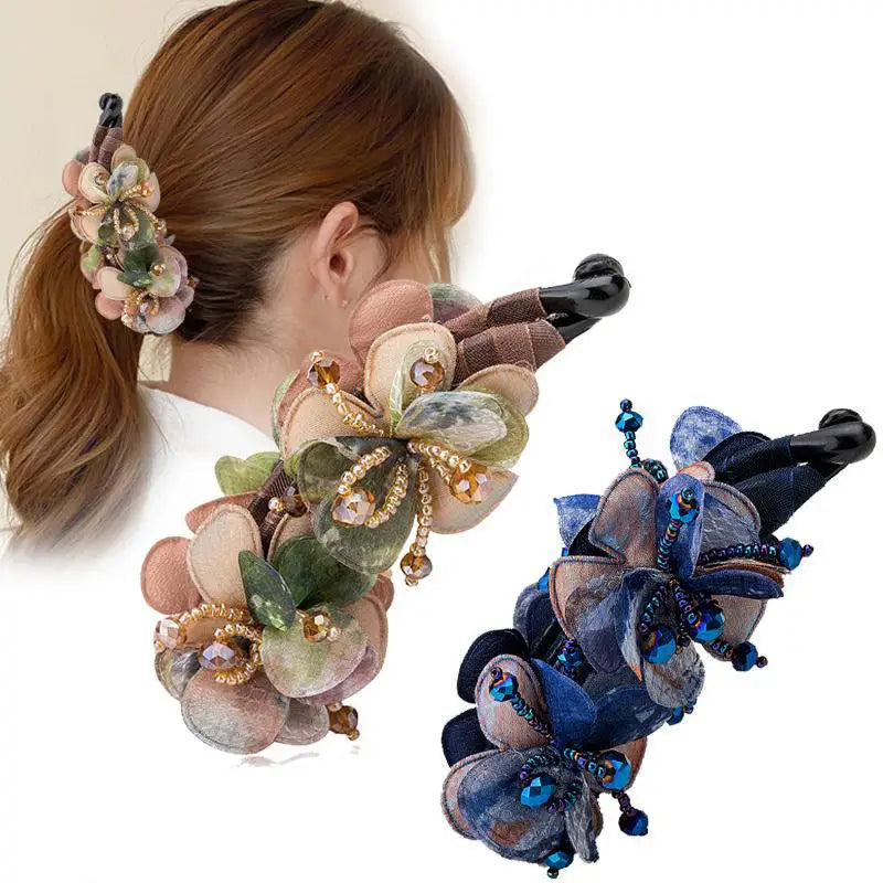 Flower Banana Clip Ponytail Holder-Vertical Hair Clips