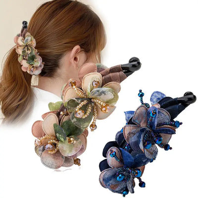 Flower Banana Clip Ponytail Holder-Vertical Hair Clips