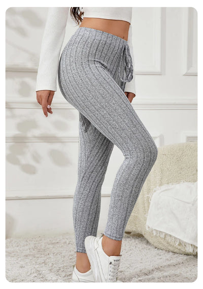 Women's spring Casual Every Day Stretchy Leggings Solid Color Sports pants with Elastic Waist Comfortable Stylish Casual Wear