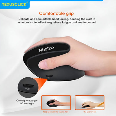 NexusClick Ergonomic Wireless Keyboard Mouse Combo,Split Keyboard,Vertical Mice,2.4G/BT,Type-C Rechargeable for Office PC Laptop