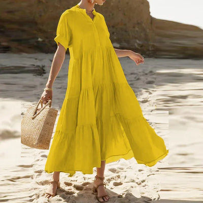 Summer Bohemian Dresses For Women V Neck Casual Long Dress, Plus Sizes