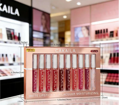 Matte Liquid Lipstick 10pc/set, Waterproof Velvet Long Lasting Lip Gloss